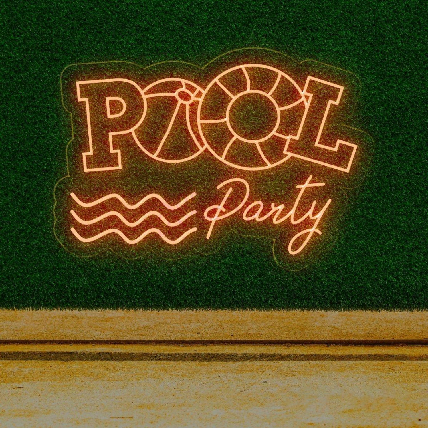 Pool Party Led Neon Sign With Floating Ring And Waves For Indoor Celebration Decor | Shineneon