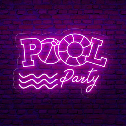 Pool Party Led Neon Sign With Floating Ring And Waves For Indoor Celebration Decor | Shineneon