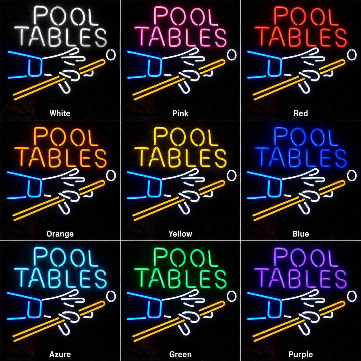 Pool Tables Neon Sign LED Neon Sign color grid