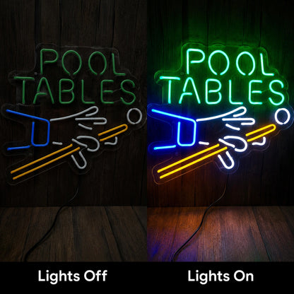 Pool Tables Neon Sign LED Neon Sign day and night comparison