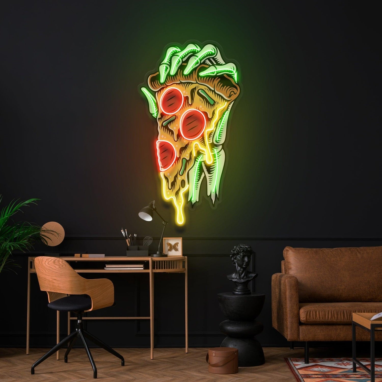 Pop Art Claw Holding Pizza Uv Printed Led Neon Sign Artwork Vibrant Wall Decor For Home | Shineneon