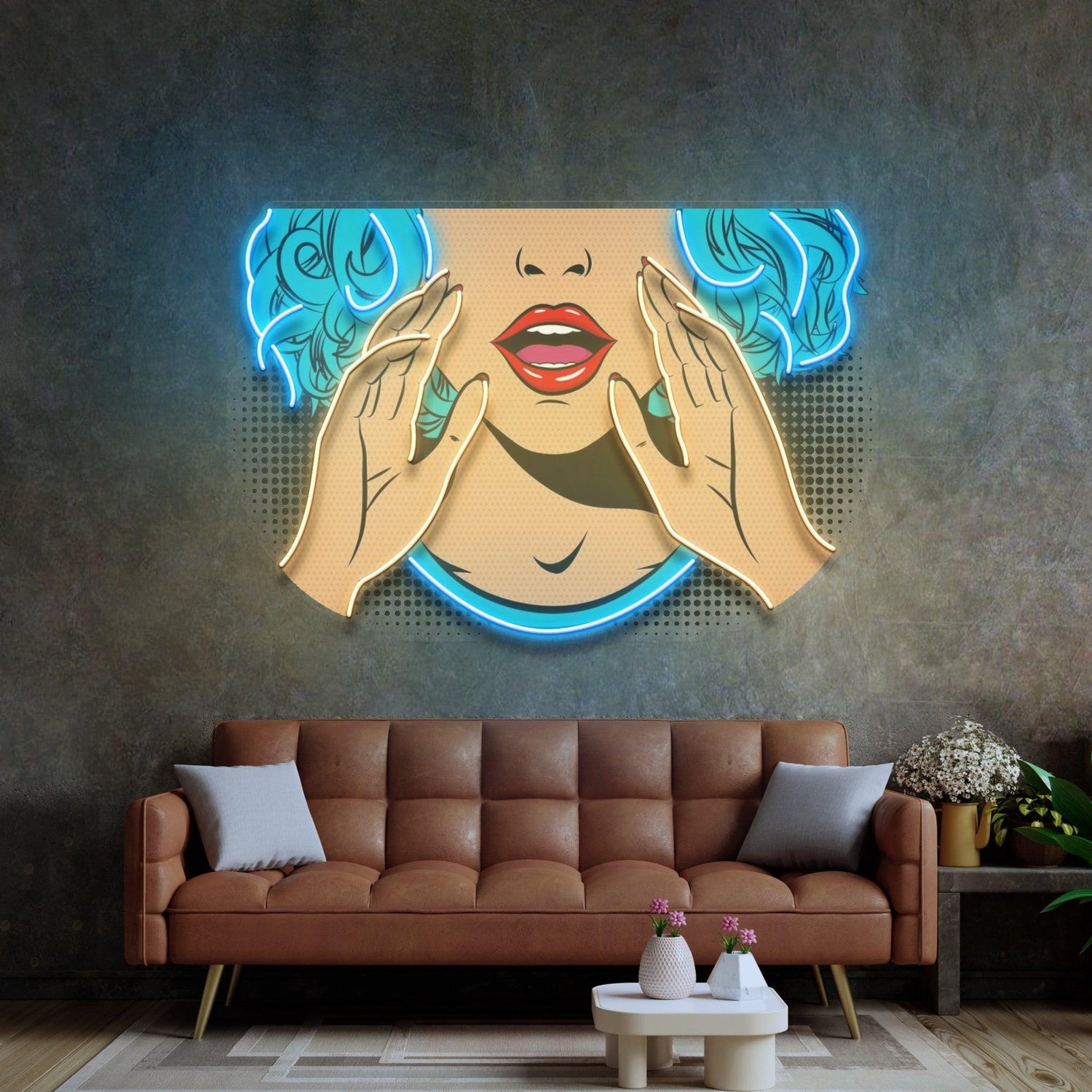 Pop-Art Comic Book Girl Blue-Yellow-Red Uv Printed Led Neon Sign For Home Bar Cafe Decor | Shineneon