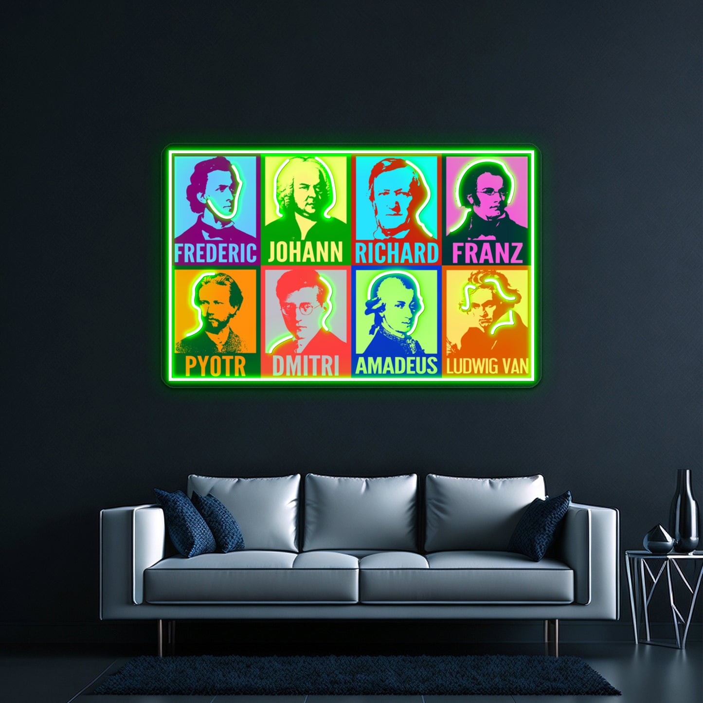 Pop Art Composers Artwork Led Neon Signs Custom