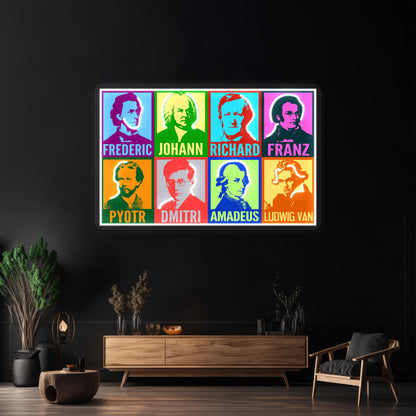 Pop Art Composers Artwork Led Neon Signs Custom