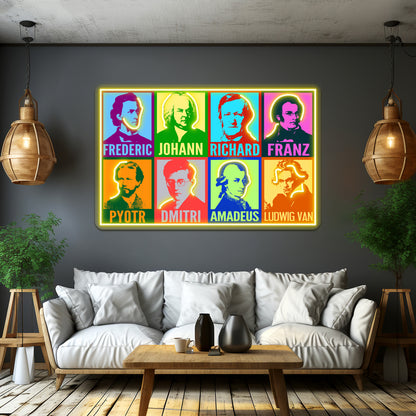 Pop Art Composers Artwork Led Neon Signs Custom