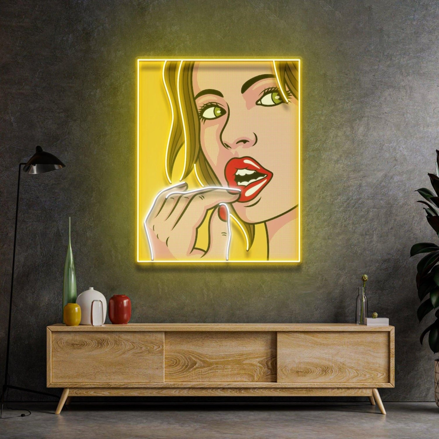Pop Art Girl Facial Expression Uv Printed Led Neon Sign For Vibrant Home Decor | Shineneon