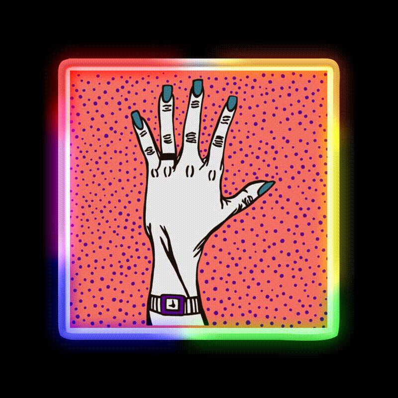 Pop Art Hand Polka Dots Nail Salon Led Neon Sign Rgb Color - LED neon sign close-up detail