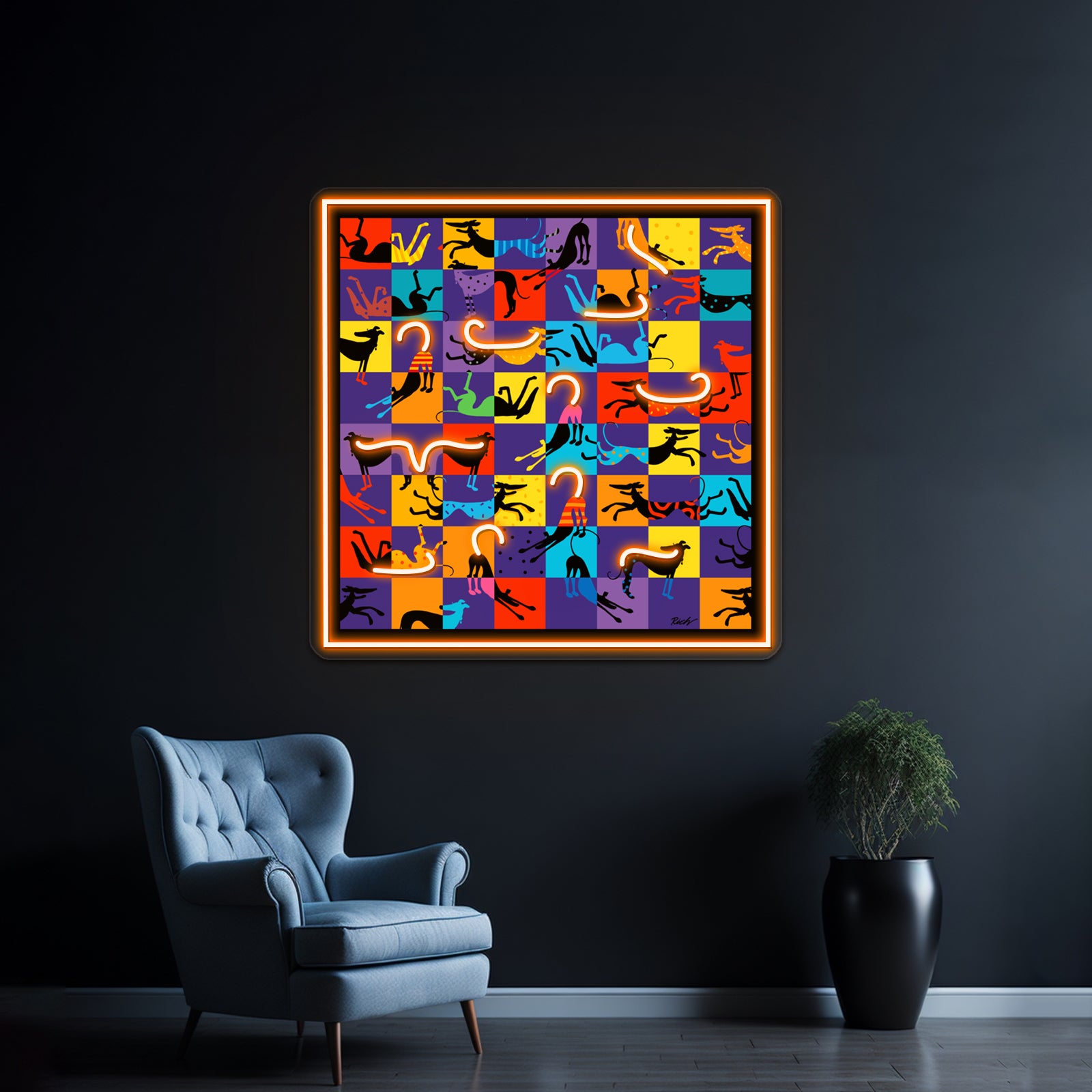 Pop Art Hounds Artwork Led Neon Signs Custom | Shineneon