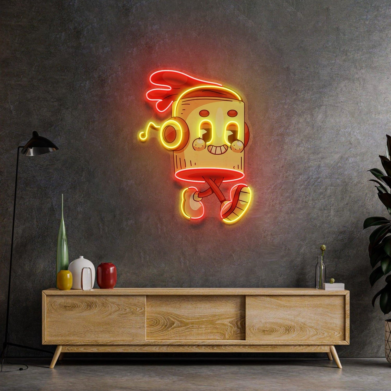 Pop Art Red-Yellow Cartoon Uv Printed Led Neon Sign For Home Decor | Shineneon
