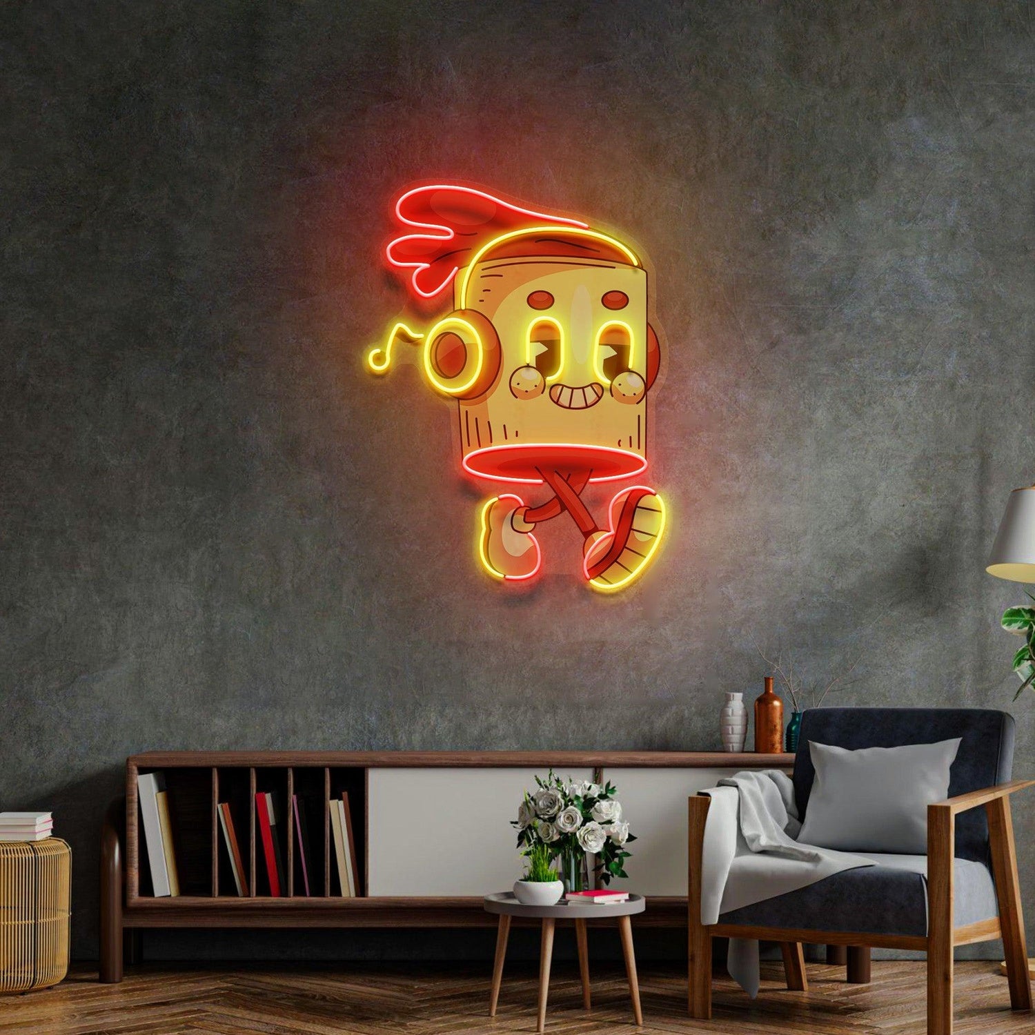 Pop Art Red-Yellow Cartoon Uv Printed Led Neon Sign For Home Decor | Shineneon