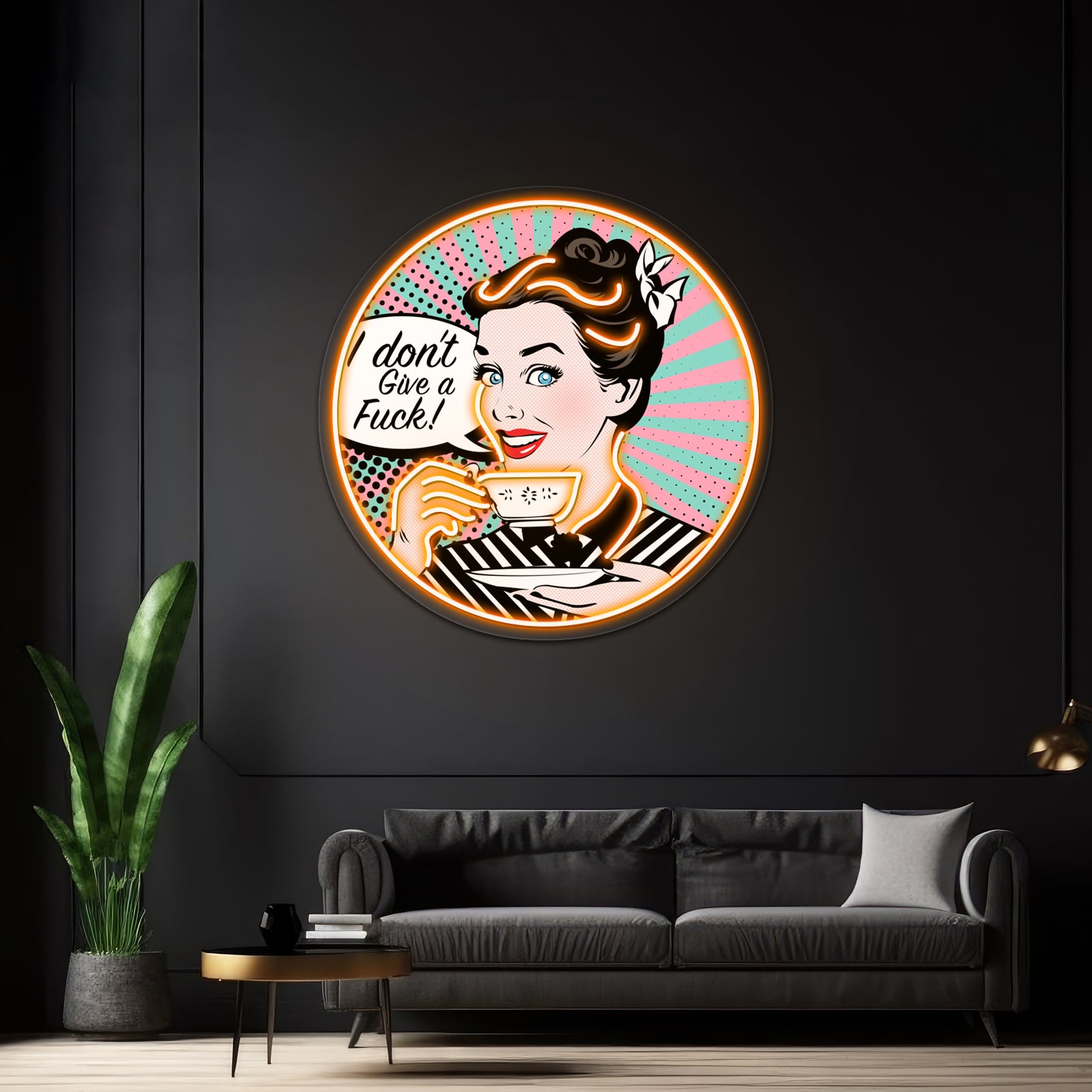 Pop Art Retro Woman Idgaf Feminist Artwork Led Neon Signs Custom | Shineneon