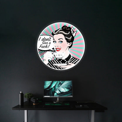 Pop Art Retro Woman Idgaf Feminist Artwork Led Neon Signs Custom