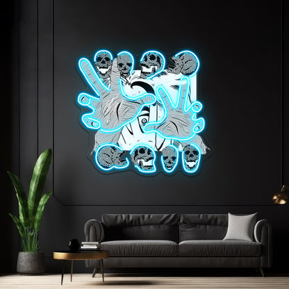 Pop Art Skull Artwork Led Neon Signs Custom