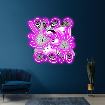 Pop Art Skull Artwork Led Neon Signs Custom