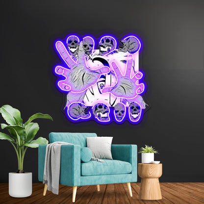 Pop Art Skull Artwork Led Neon Signs Custom