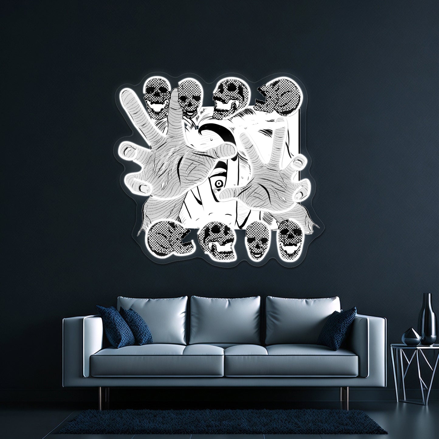 Pop Art Skull Artwork Led Neon Signs Custom