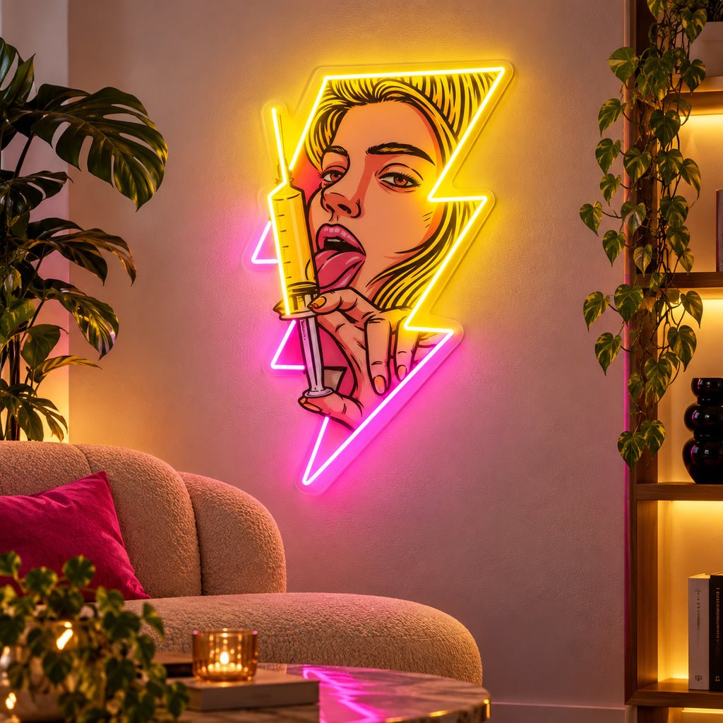Pop Art Woman Lightning LED Neon Sign - Shineneon