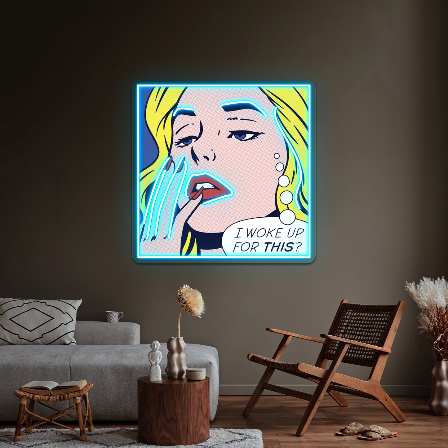 Pop Awake Girl Artwork Led Neon Signs Custom