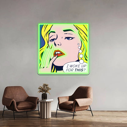 Pop Awake Girl Artwork Led Neon Signs Custom