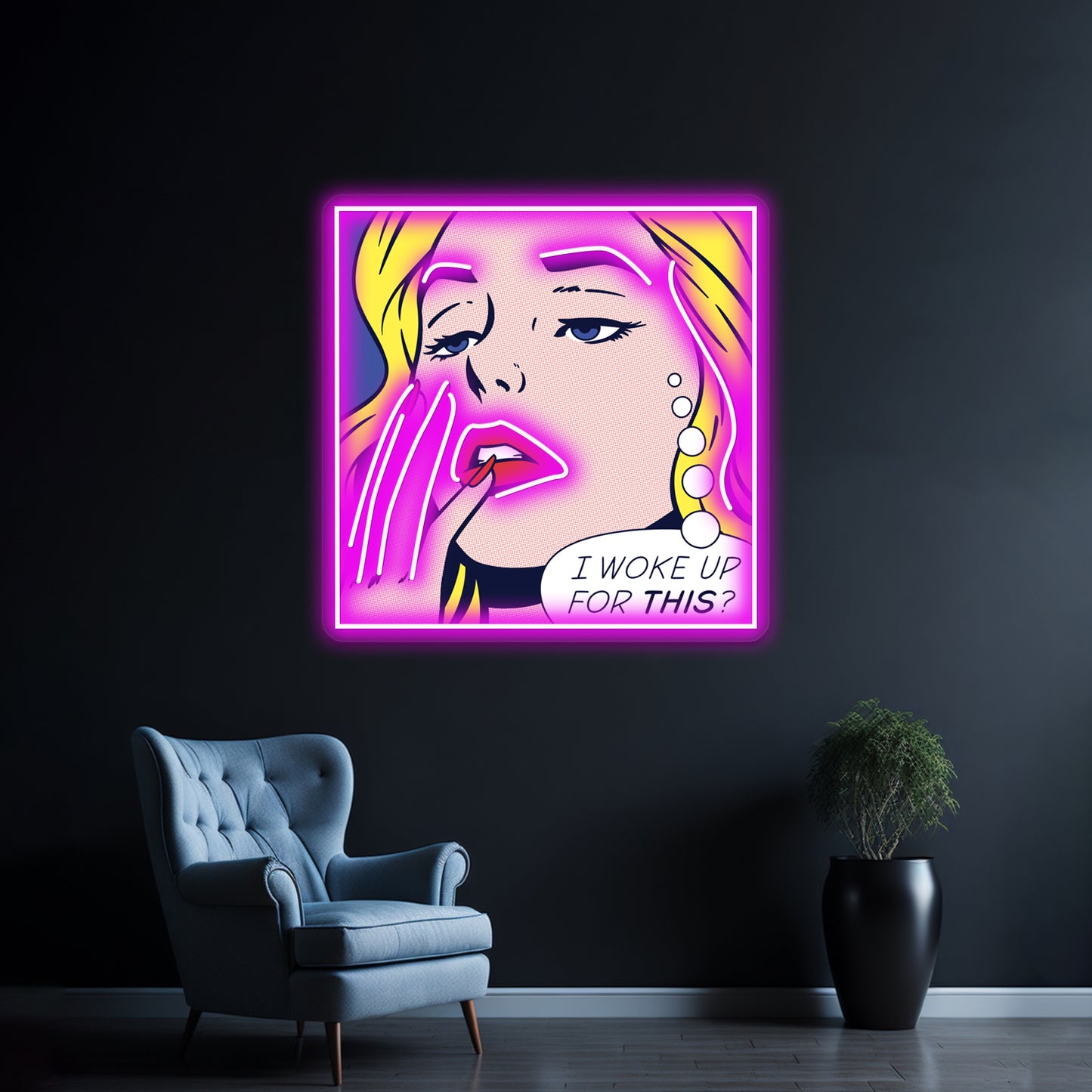 Pop Awake Girl Artwork Led Neon Signs Custom