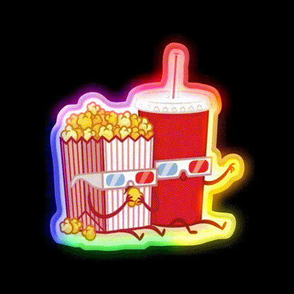 Pop Corn Coca Cola Couple Snack Food Led Neon Sign Rgb Color - LED neon sign close-up detail