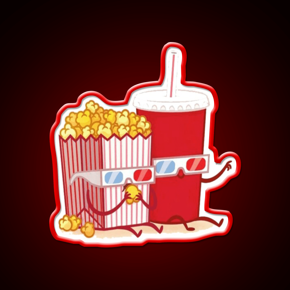 Pop Corn Coca Cola Couple Snack Food Led Neon Sign Rgb Color - Shineneon