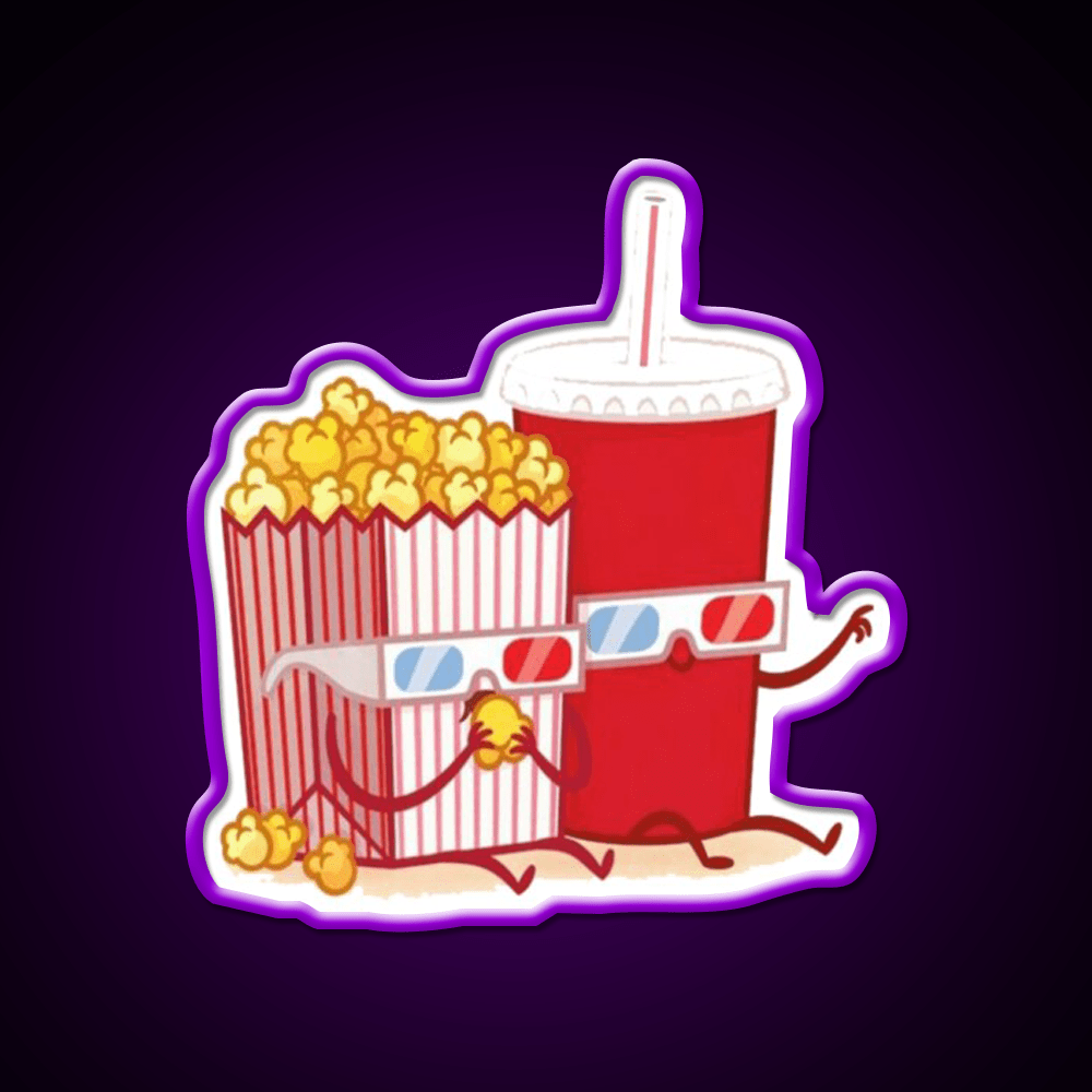 Pop Corn Coca Cola Couple Snack Food Led Neon Sign Rgb Color - Shineneon