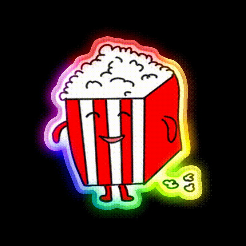 Pop Corn Snack Food Led Neon Sign Rgb Color - LED neon sign close-up detail