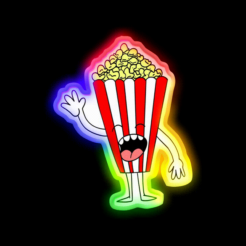 Pop Star Happy Popcorn Snack Food Led Neon Sign Rgb Color - LED neon sign close-up detail