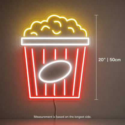 Popcorn Bowl Outline Neon Sign LED Neon Sign size image