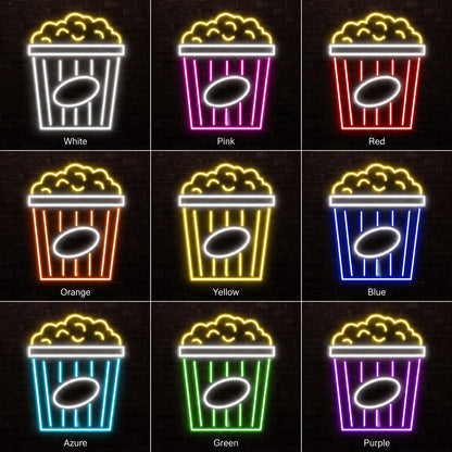 Popcorn Bowl Outline Neon Sign LED Neon Sign color grid