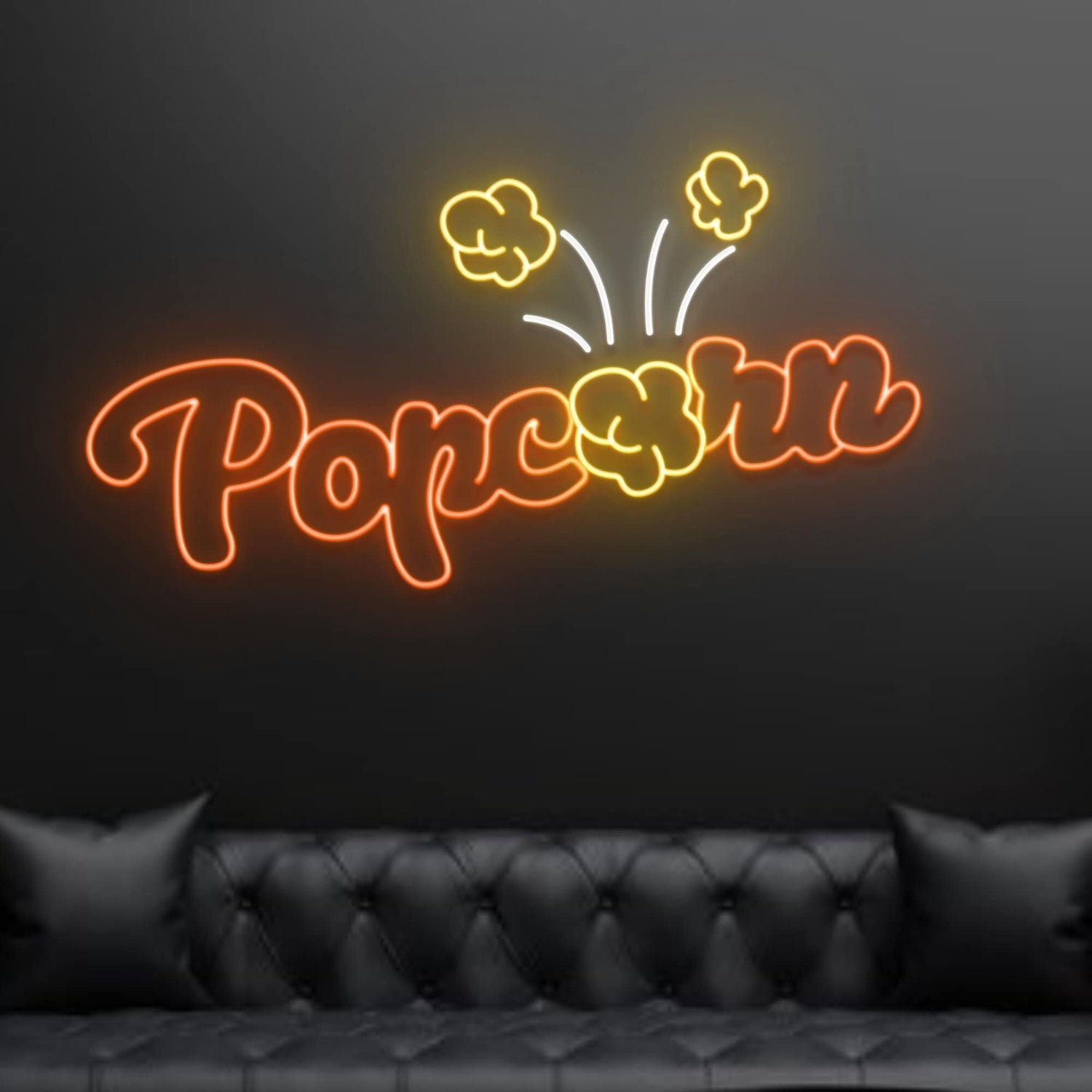 Popcorn Logo Led Neon Sign Decor Theater Movie Led Wall Deco - Shineneon