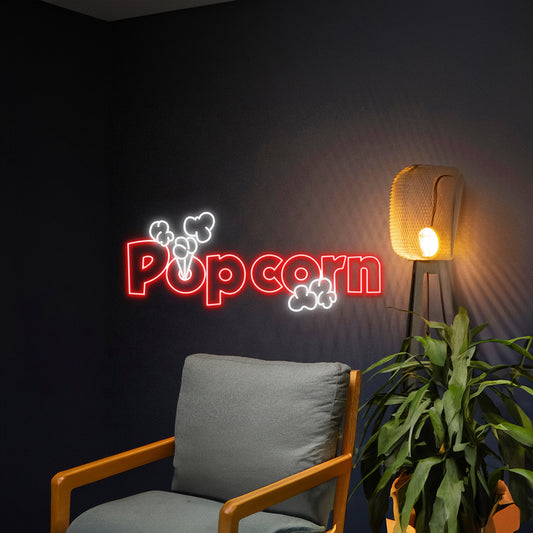 Popcorn Neon Light Cinema Film Neon Light