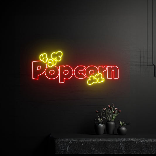 Popcorn Neon Light Movie Theater Room Wall Decor