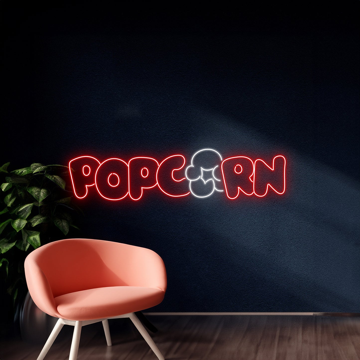 Popcorn Neon Sign Popcorn Movie Theater Room Wall Decor