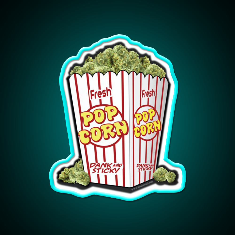 Popcorn Nuggets Hemp Inspired Green Leaf Led Neon Sign Rgb Color - Size and dimension reference