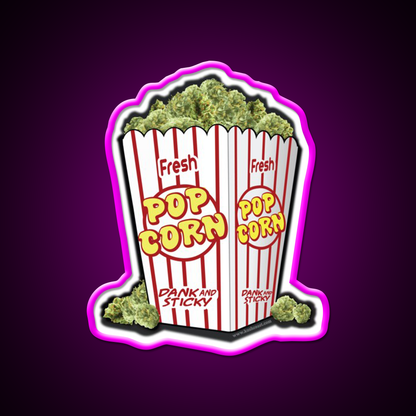Popcorn Nuggets Hemp Inspired Green Leaf Led Neon Sign Rgb Color - Neon sign mounted on wall in room