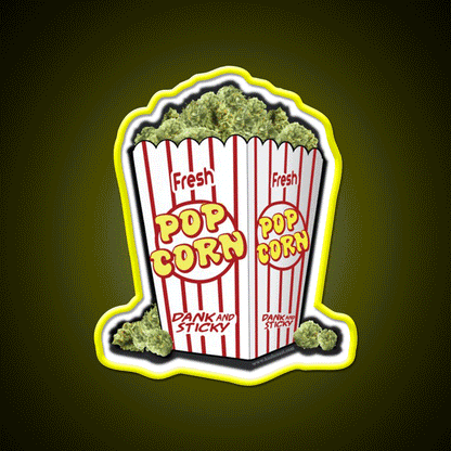 Popcorn Nuggets Hemp Inspired Green Leaf Led Neon Sign Rgb Color - Custom LED neon sign front view