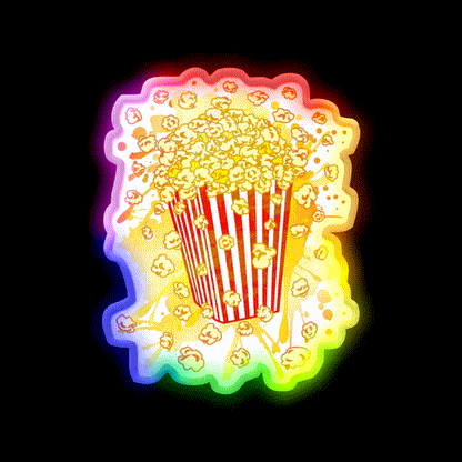 Popcorn Party Snack Food Led Neon Sign Rgb Color - LED neon sign close-up detail