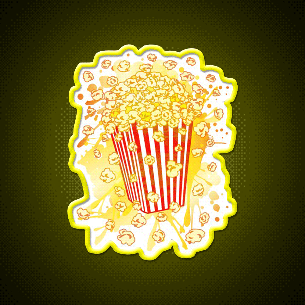 Popcorn Party Snack Food Led Neon Sign Rgb Color - Custom LED neon sign front view