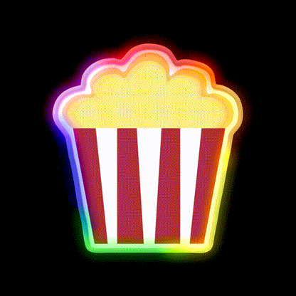 Popcorn Pattern Snack Food Led Neon Sign Rgb Color - LED neon sign close-up detail