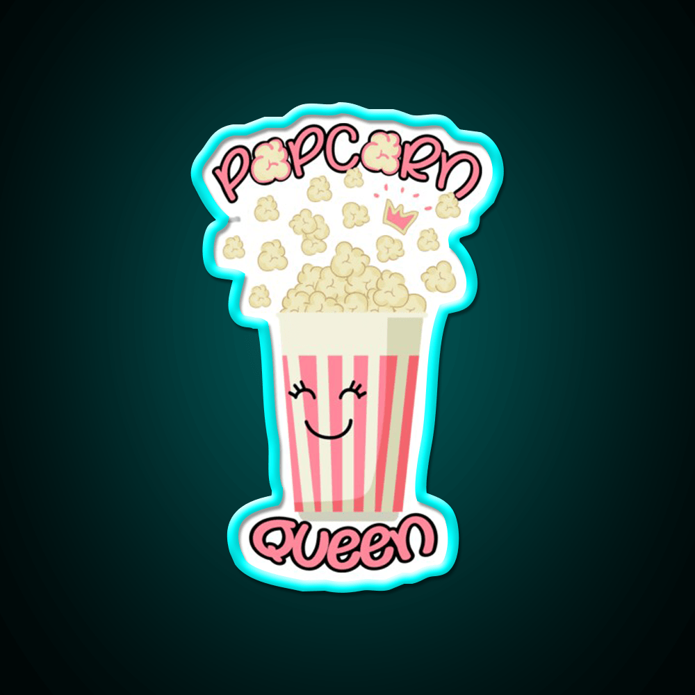 Popcorn Queen Cute Popcorn Snack Food Led Neon Sign Rgb Color - Shineneon