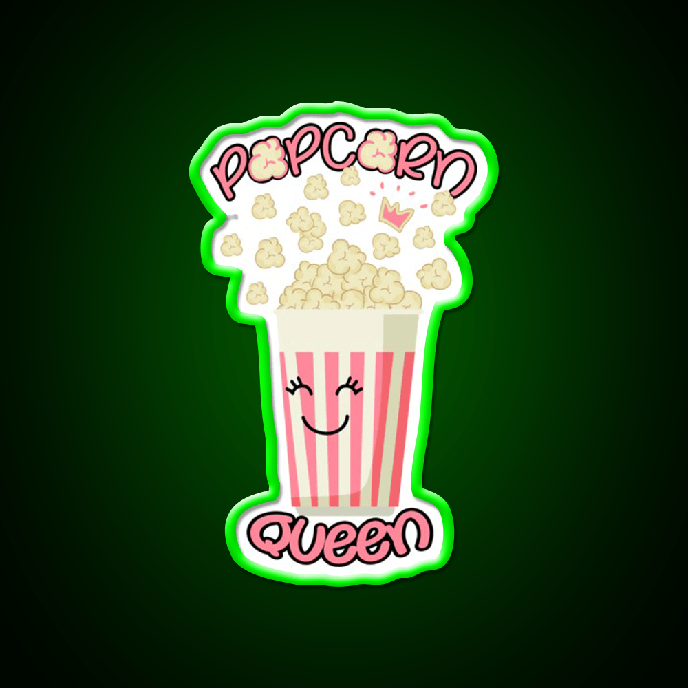 Popcorn Queen Cute Popcorn Snack Food Led Neon Sign Rgb Color - Shineneon