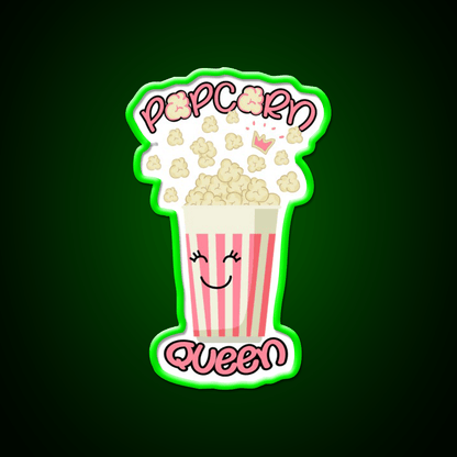 Popcorn Queen Cute Popcorn Snack Food Led Neon Sign Rgb Color - Shineneon