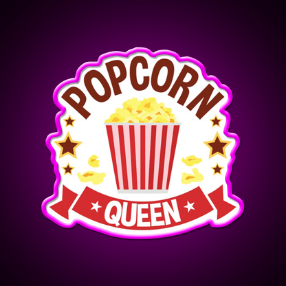 Popcorn Queen Movie Snack Lover Snack Food Led Neon Sign Rgb Color - Shineneon