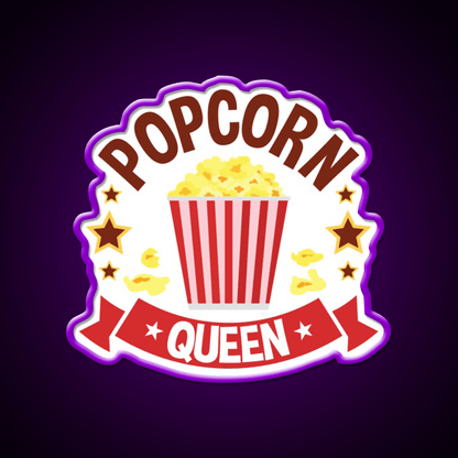 Popcorn Queen Movie Snack Lover Snack Food Led Neon Sign Rgb Color - Shineneon