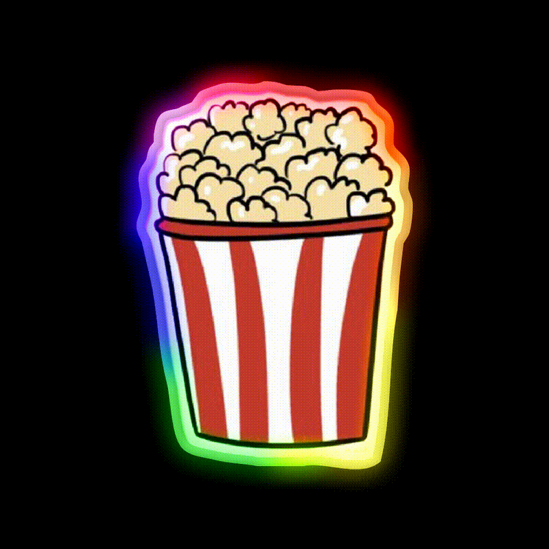 Popcorn Snack Food Led Neon Sign For Snack Room Rgb Color