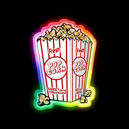 Popcorn Snack Food Led Neon Sign Rgb Color - LED neon sign close-up detail