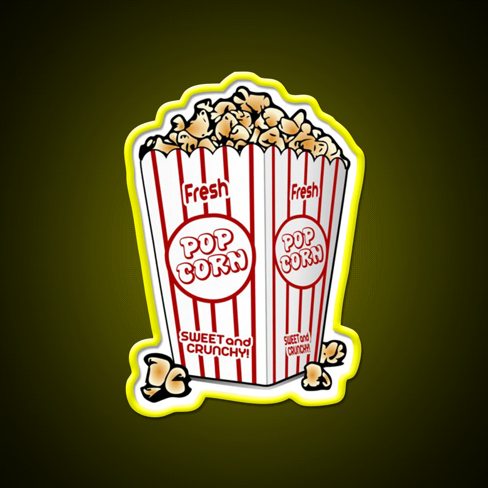 Popcorn Snack Food Led Neon Sign Rgb Color - Custom LED neon sign front view