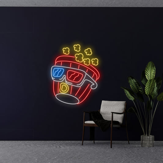 Popcorn Vr Glasses Neon Sign